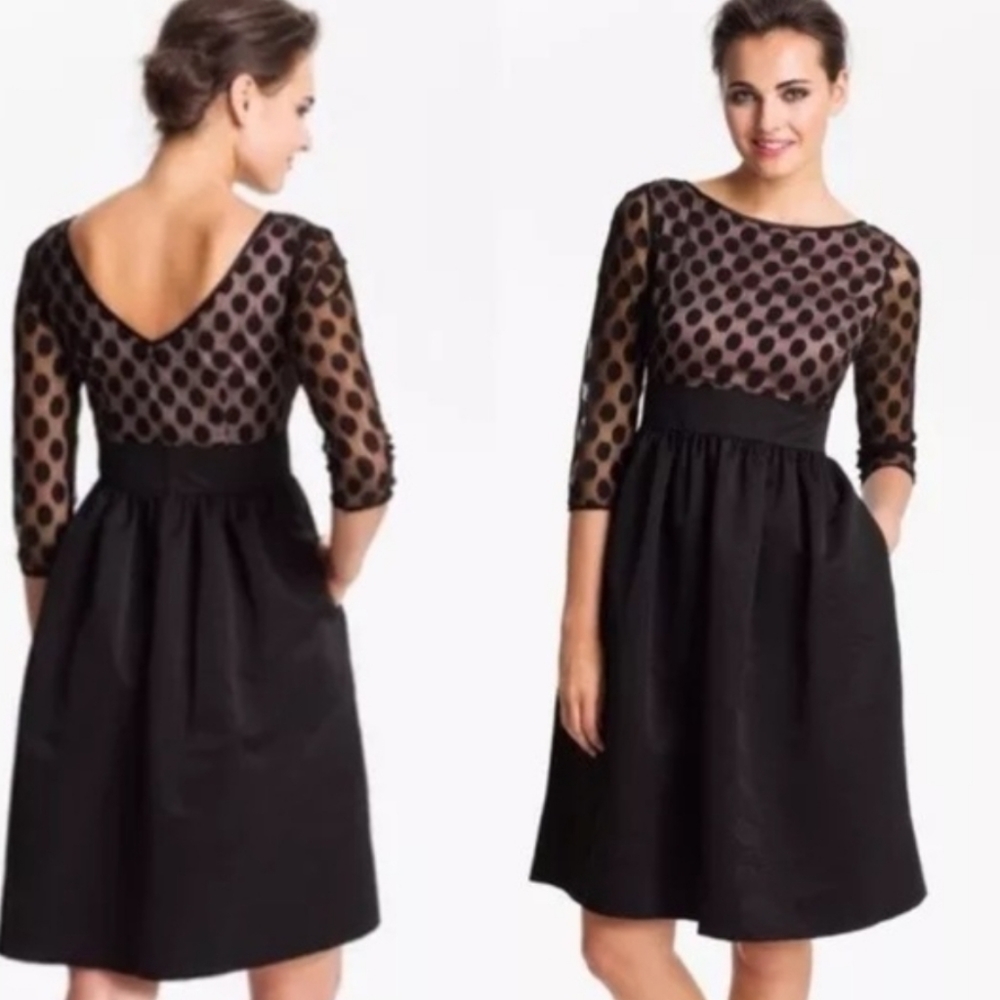 Eiza J Dot Mesh Fit and Flare Dress with pockets - Picture 1 of 15